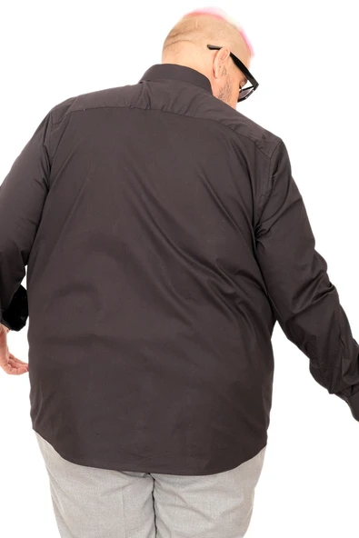 Mode XL Büyük Beden Erkek Klasik Gömlek Likralı 20351 Siyah - Resim 12
