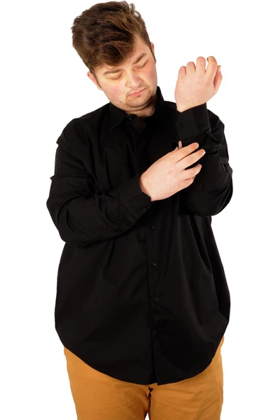 Mode XL Büyük Beden Erkek Klasik Gömlek Likralı 20351 Siyah ürün görseli