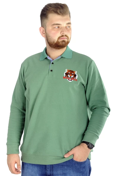 Mode XL Erkek Uzun Kol Polo Wild Soul Waffle 22449 Su Yeşili ürün görseli