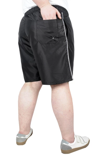 Mode XL Büyük Beden Deniz Şortu White Line 21451 Siyah - Resim 6