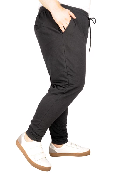 Mode XL Büyük Beden Recycle Eşofman Altı DarPaça B20507 Siyah - Resim 5