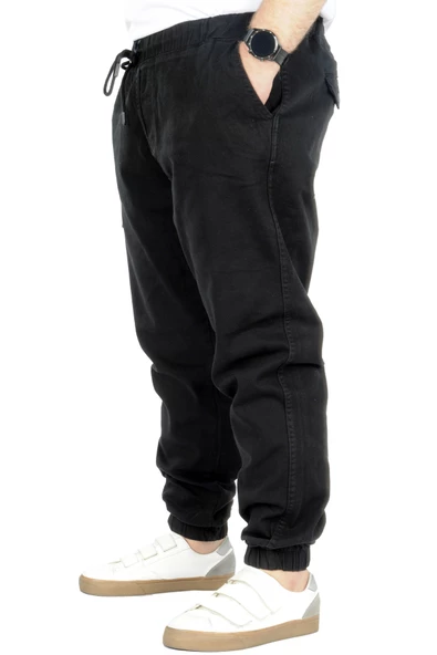 Mode XL Büyük Beden Pantolon Gabardin Kargo Jogger Doğa 21927 Siyah - Resim 2
