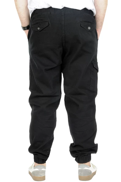 Mode XL Büyük Beden Pantolon Gabardin Kargo Jogger Doğa 21927 Siyah - Resim 3