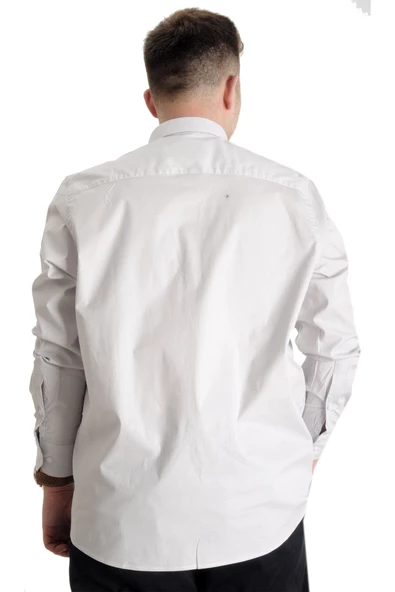 Mode XL Büyük Beden Erkek Klasik Gömlek Likralı 20351 Gri - 4