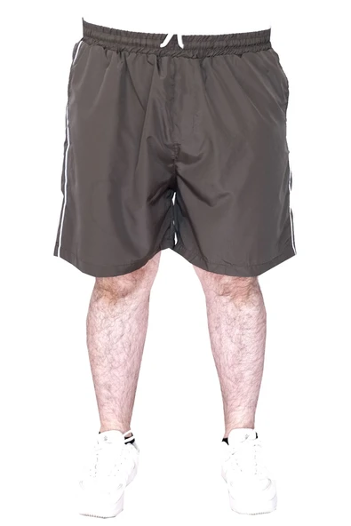 Mode XL Büyük Beden Deniz Şortu White Line 21451 Haki - 9