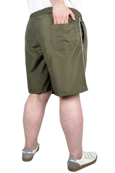 Mode XL Büyük Beden Deniz Şortu White Line 21451 Haki - 7