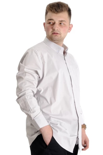 Mode XL Büyük Beden Erkek Klasik Gömlek Likralı 20351 Gri - 3