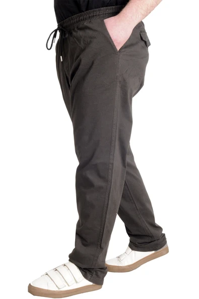 Mode XL Büyük Beden Pantolon Keten Jogger Milano 21913 Haki - 7