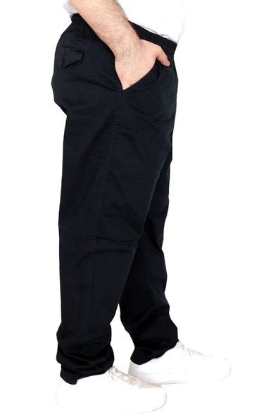 Mode XL Büyük Beden Pantolon Keten Jogger Milano 21913 Lacivert - Resim 8