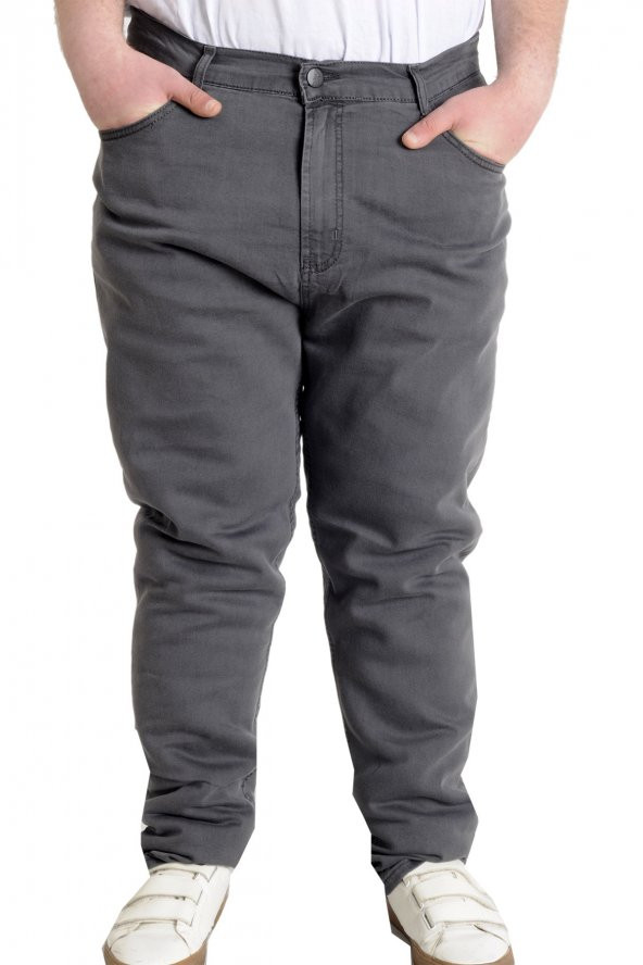 Mode XL Büyük Beden Erkek Pantolon Kot Klasik 5Cep FOCUS 23904 Gri