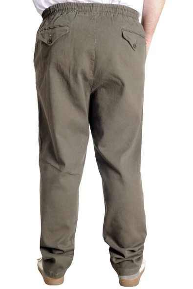 Mode XL Büyük Beden Erkek Gabardin Kargo Jogger Pantolon Doğa 21928 Haki - 4
