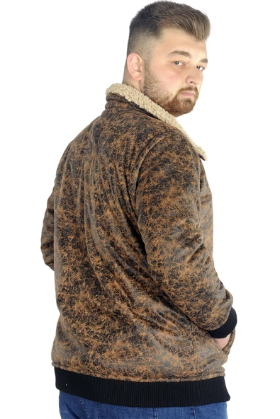 Mode XL Büyük Beden Mont Furry Suet 22603 Taba - 3