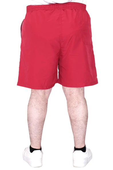 Mode XL Büyük Beden Erkek Deniz Şortu White Line 21451 Bordo - Resim 11