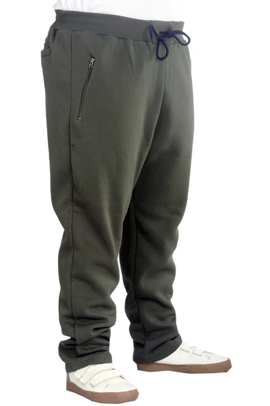 Mode XL Büyük Beden Eşofman Altı Fermuarlı Düz Paça 22507 Haki - 2