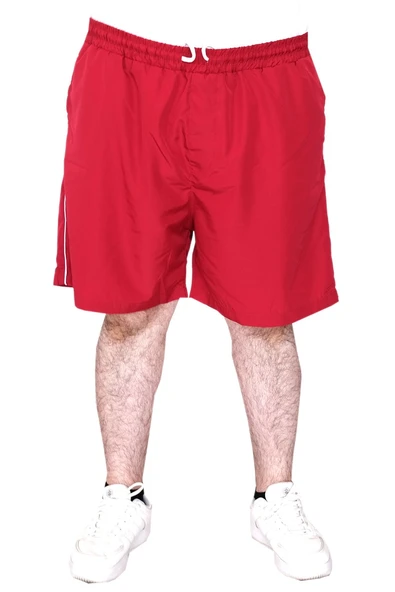 Mode XL Büyük Beden Erkek Deniz Şortu White Line 21451 Bordo - Resim 9