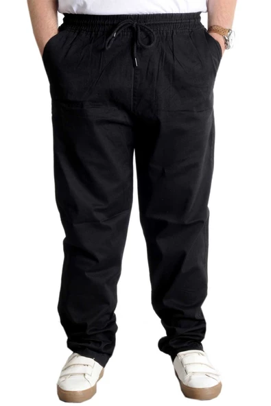 Mode XL Büyük Beden Pantolon Gabardin Kargo Düz Paça Jogger Doğa 21928 Siyah ürün görseli 1