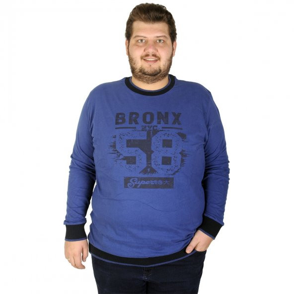 Mode XL Büyük Beden Erkek Sweatshirt Fifty Eight 19137 İndigo
