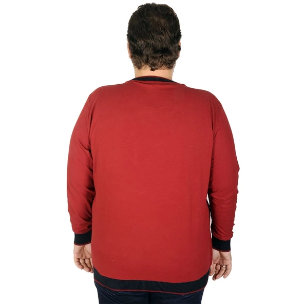 Mode XL Büyük Beden Erkek Sweatshirt Beach City 19136 Bordo - Resim 6
