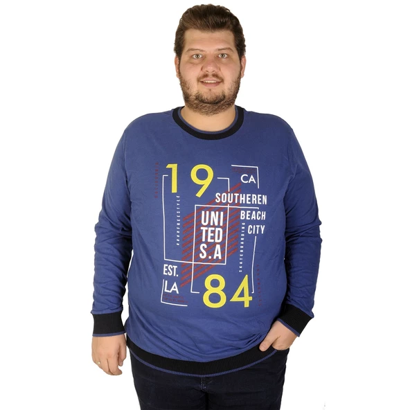 Mode XL Büyük Beden Erkek Sweatshirt Beach City 19136 Indigo ürün görseli 1