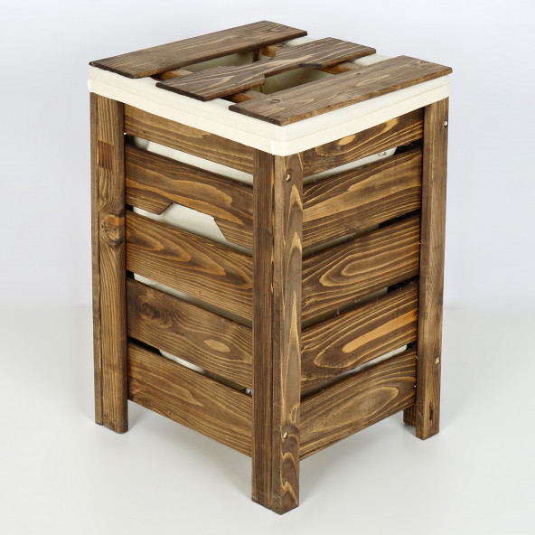 Woodensa Çamaşır Sepeti Kirli Sepeti Kapaklı Sepet Ceviz WDN712