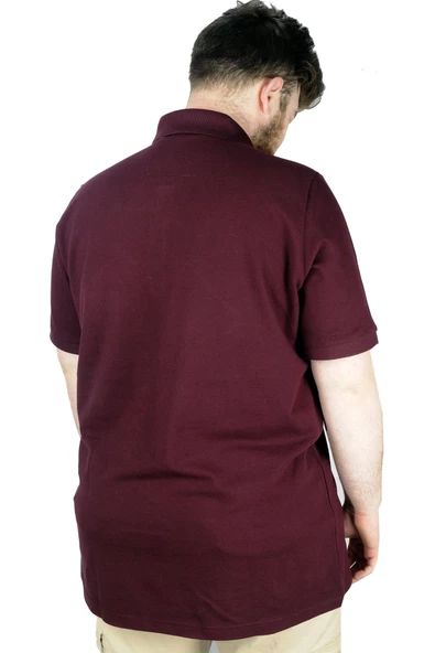 Mode XL Battal Beden Erkek Tshirt Polo Yaka Cepli Klasik Pike 20552 Mürdüm - 2