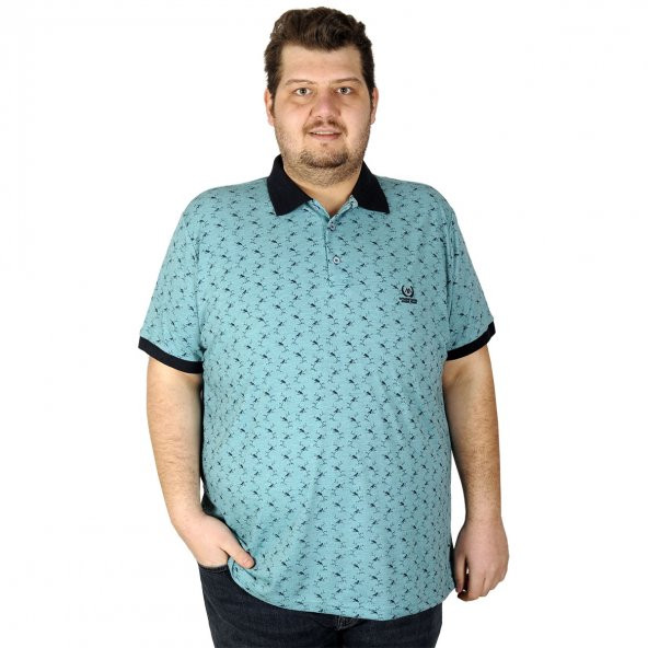 Mode XL Büyük Beden Erkek Tshirt Polo Rose 20400 Zümrüt