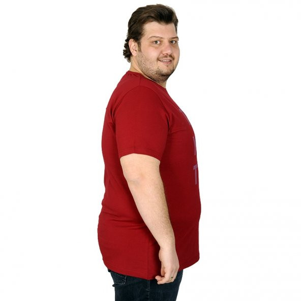 Mode XL Büyük Beden Erkek Tshirt Bisiklet Yaka Take Your Time 20110 Bordo - 4