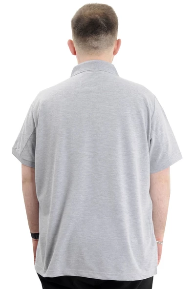 Mode XL Battal Beden Erkek Tshirt Polo Yaka Nakışlı Klasik Pike 20553 Gimelanj - Resim 5