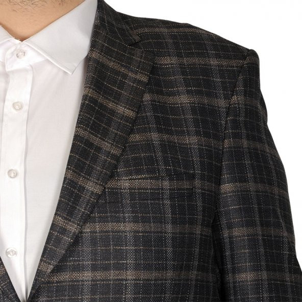 Mode XL Büyük Beden Erkek Ceket Blazer Pablo 20011 Kahverengi - 4