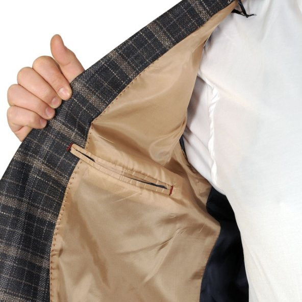 Mode XL Büyük Beden Erkek Ceket Blazer Pablo 20011 Kahverengi - 5
