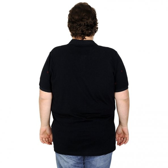 Mode XL Battal Beden Erkek Tshirt Polo Yaka Palm Teers 20409 Lacivert - 2