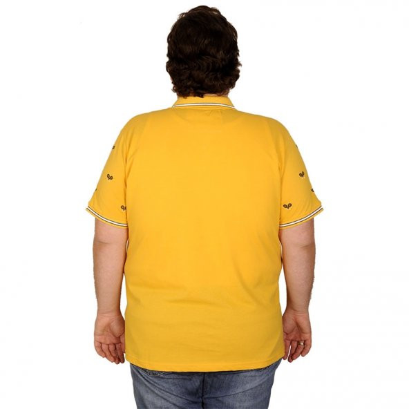 Mode XL Büyük Beden Tshirt Polo Yaka Tennis Racket 20412 Hardal - 2