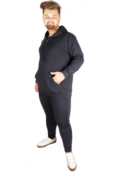 Mode XL Büyük Beden Eşofman Altı Dar Paça 20507 Lacivert - Resim 10