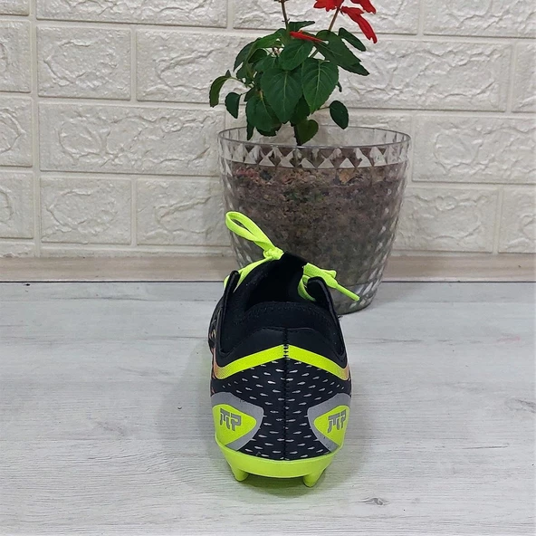 M.P 1359 Siyah-Sarı Termal Likralı Krampon Futbol Ayakkabı - Resim 11