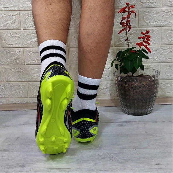 M.P 1359 Siyah-Sarı Termal Likralı Krampon Futbol Ayakkabı - Resim 7