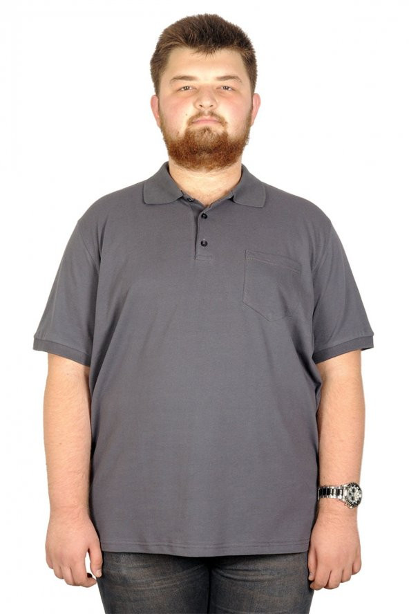 Mode XL T-Shirt Polo Yaka Cepli Klasik 20413 Füme