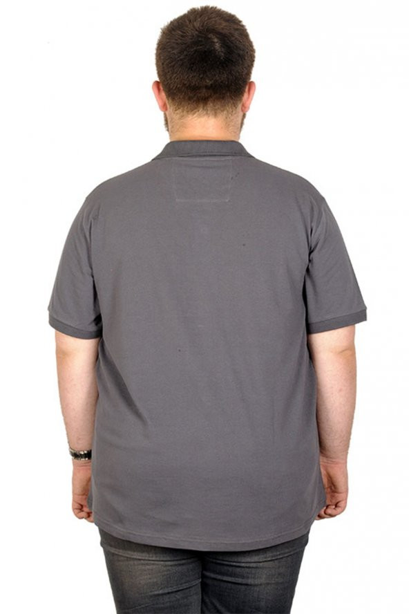 Mode XL T-Shirt Polo Yaka Cepli Klasik 20413 Füme - 3