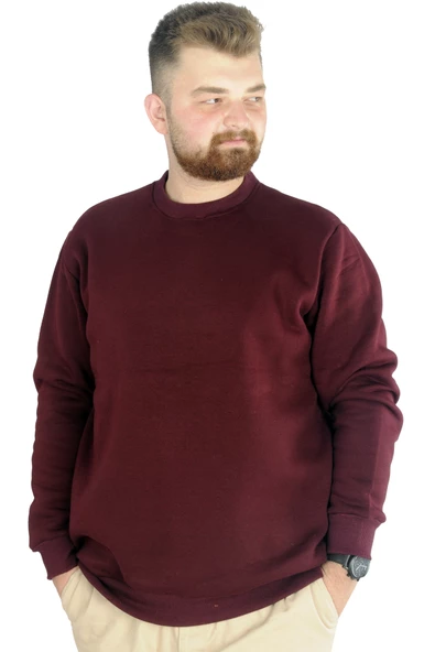 Mode XL Erkek Sweatshirt Bisiklet Yaka Basic 20131 Mürdüm ürün görseli 1