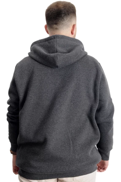Mode XL Büyük Beden Erkek Sweat Zippered Basic 20543 Antramelanj - Resim 9