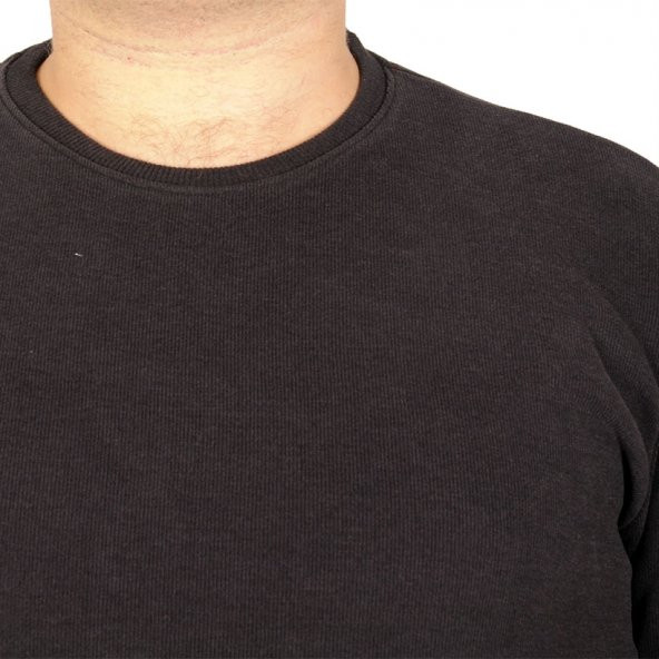 Mode XL Erkek Sweatshirt Bisiklet Yaka Basic 20133 Siyah - 4