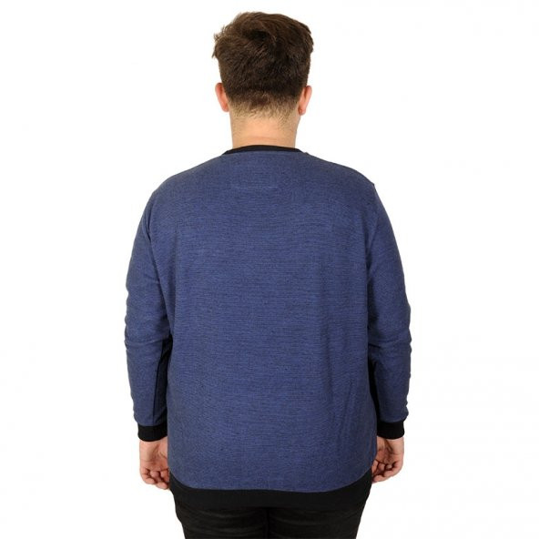 Mode XL Büyük Beden Erkek Sweatshirt Graphic 20135 Indigo - 3