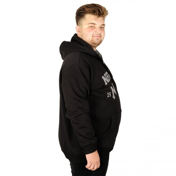 Mode XL Erkek Sweatshirt Kapşonlu New york 20538 Siyah - 3