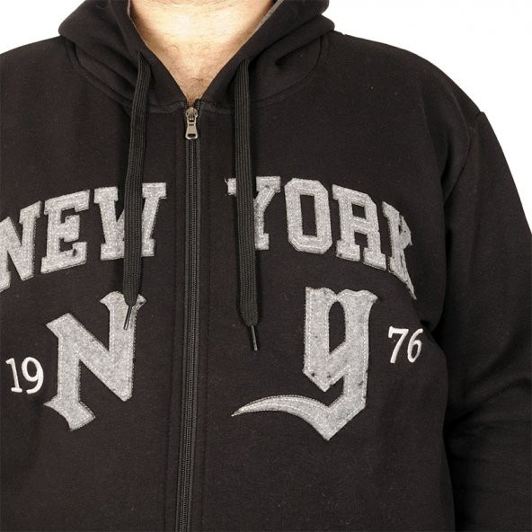 Mode XL Erkek Sweatshirt Kapşonlu New york 20538 Siyah - 4