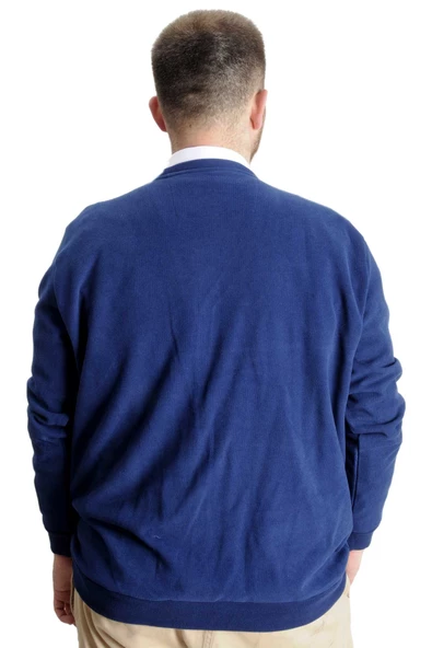 Mode XL Büyük Beden Erkek Hırka Vanize Selanik Düğmeli 20548 İndigo - 8