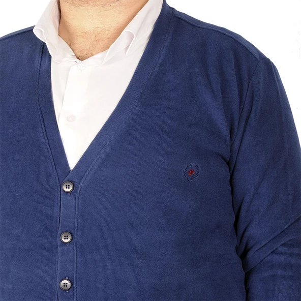 Mode XL Büyük Beden Erkek Hırka Vanize Selanik Düğmeli 20548 İndigo - 4