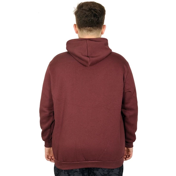 Mode XL Erkek Sweatshirt Kapşonlu Zippered Basic 20543 Mürdüm - Resim 6