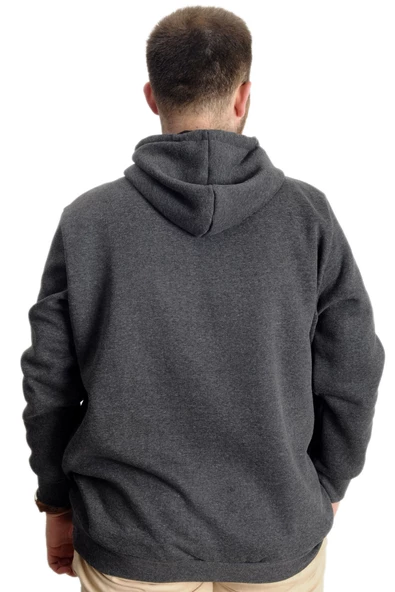 Mode XL Erkek Sweat Kapşon Kangoroo Pocket Basic 20562 Antramelanj - Resim 8