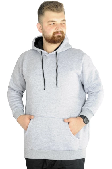Mode XL Erkek Sweatshirt Kapşonlu Pocket Basic 20562 Grimelanj - 1