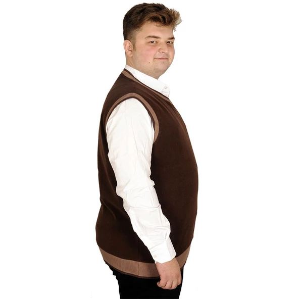 Mode XL Büyük Beden Erkek Süeter Vanize Selanik 20547 Kahverengi - 7