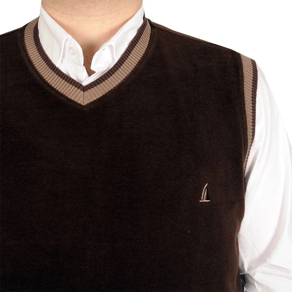 Mode XL Büyük Beden Erkek Süeter Vanize Selanik 20547 Kahverengi - 4